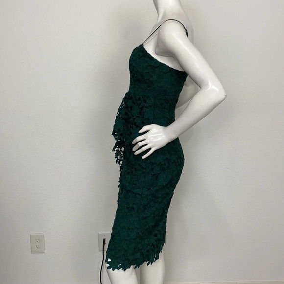 Club Monaco Eucalyptus Green Bliannah Lace V-Neck Peplum Knee Length Dress Sz. 2 - Picture 8 of 11